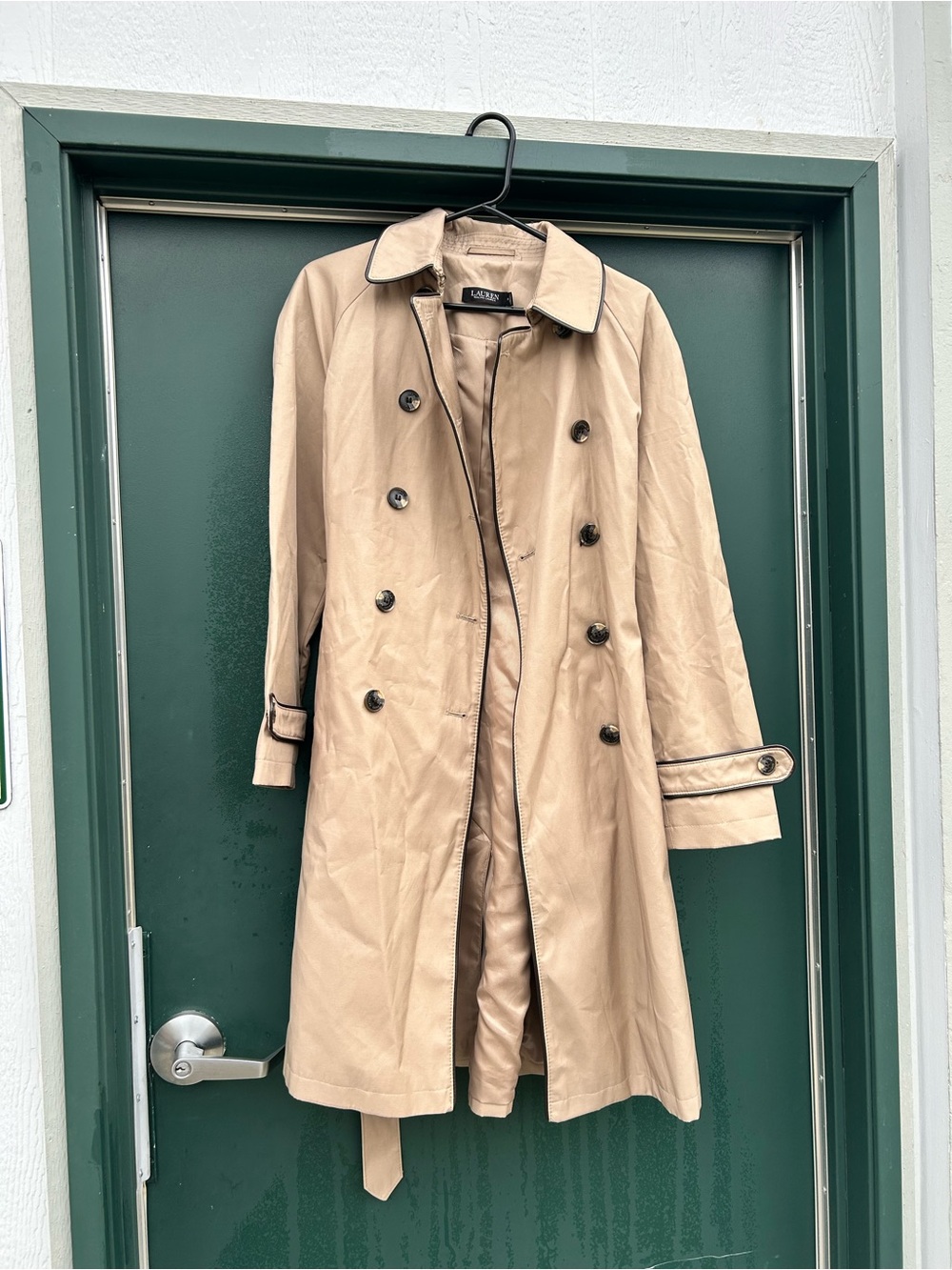 Ralph Lauren Tan Beige Double-Breasted Trench Coat